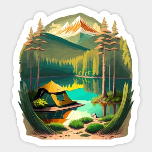 wild camping, adventurer, adventure hiking, design v7 Sticker